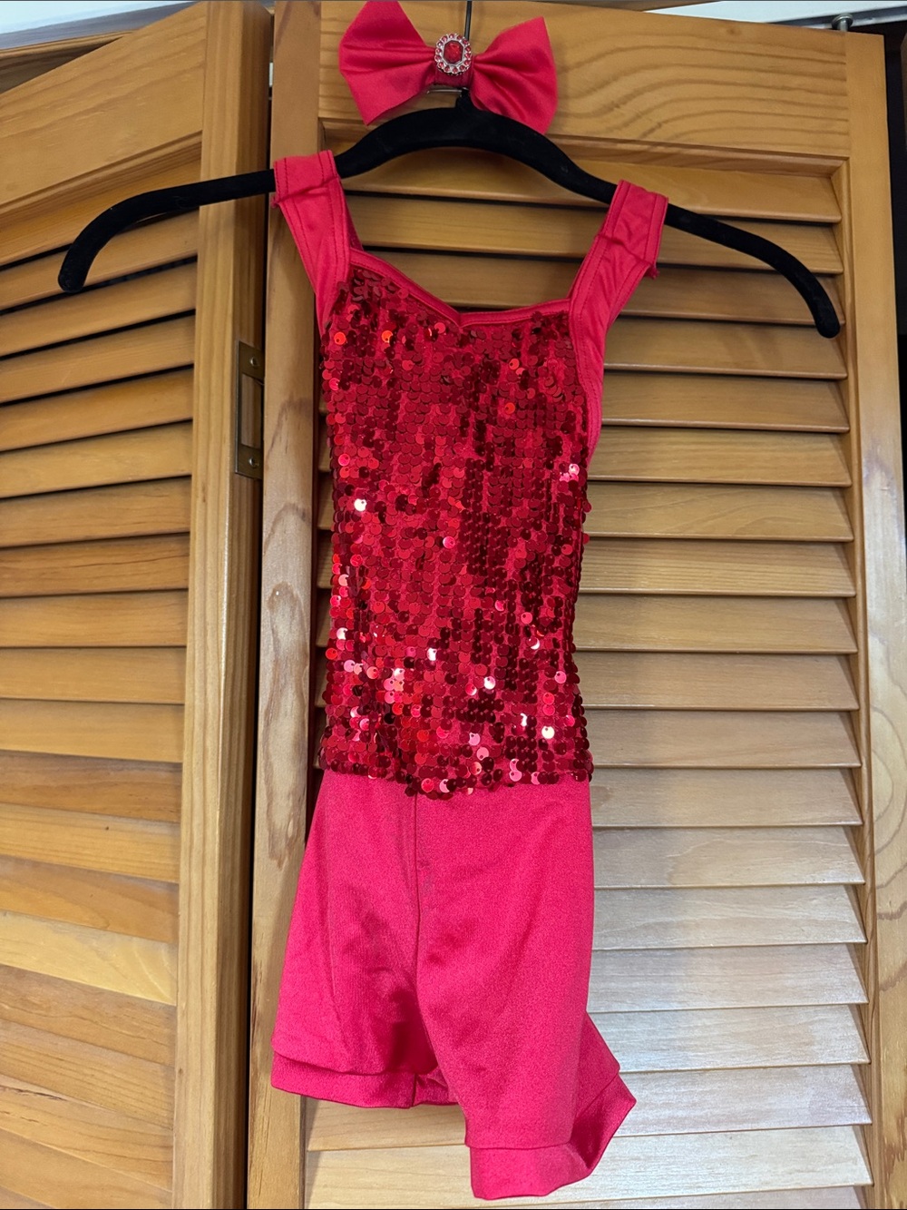Red Sequin Fringe Tutu Dress with Rosette Accent